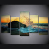 Limited Edition 5 Piece Glowing Ocean With Rock Canvas