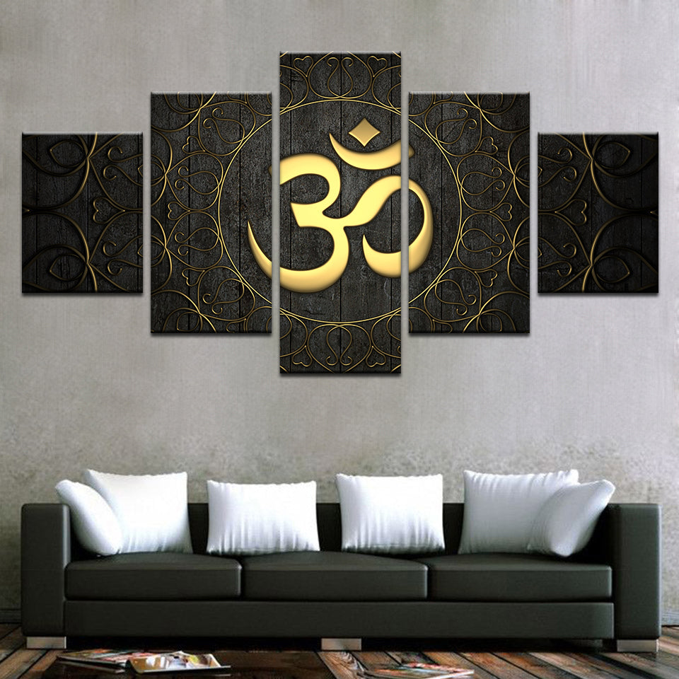 Limited Edition 5 Piece Golden Om Canvas