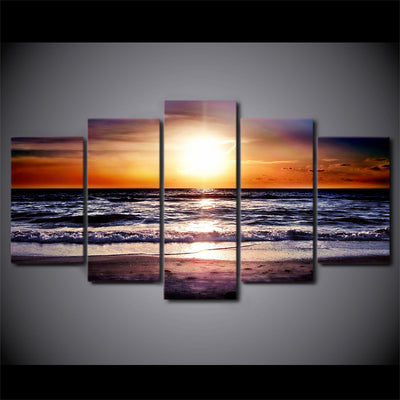 Limited Edition 5 Piece Ocean Sunset Canvas