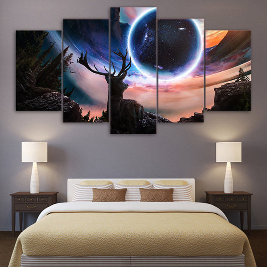 Limited Edition 5 Piece Deer in Moon Canvas