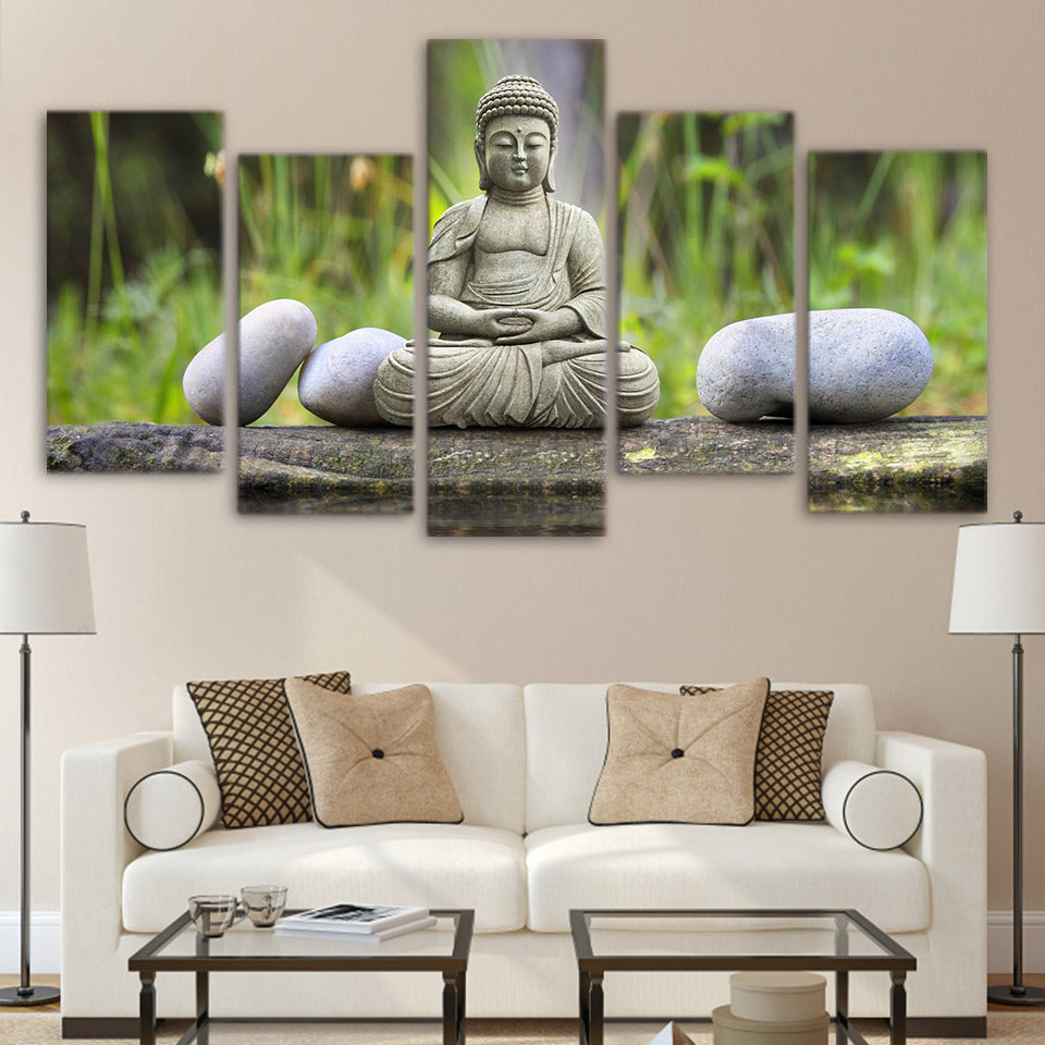 Limited Edition 5 Piece Buddha Stone Canvas