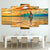 Limited Edition 5 Piece Boat In An Orange Sunset Canvas