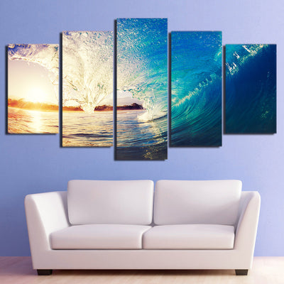 Limited Edition 5 Piece Huge Ocean Waves Canvas