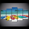 Limited Edition 5 Piece Colorful Kayaks in the Beach Canvas