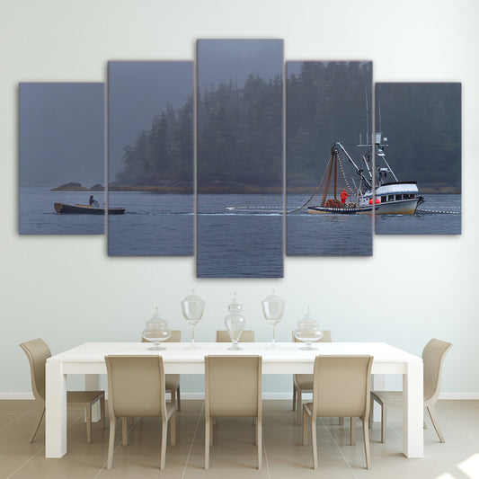 Limited Edition 5 Piece Modern Fishing Boat Canvas