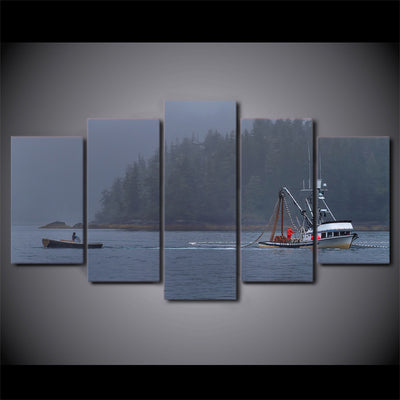 Limited Edition 5 Piece Modern Fishing Boat Canvas