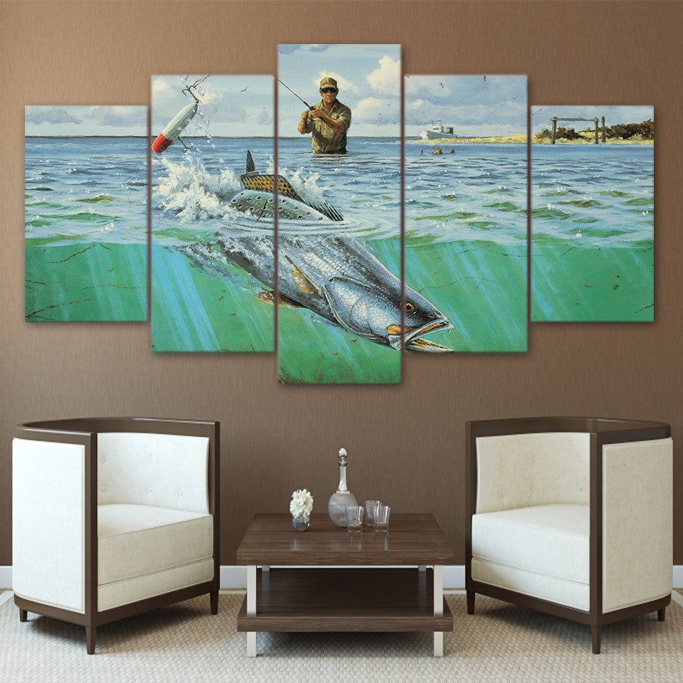 Limited Edition 5 Piece Ocean Fishing Canvas - The Beach Canvas