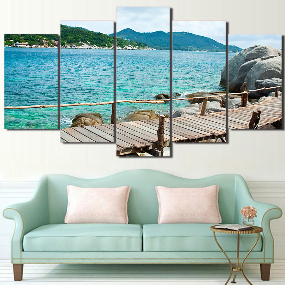 Limited Edition 5 Piece Sea Coast Beach Boardwalk Canvas