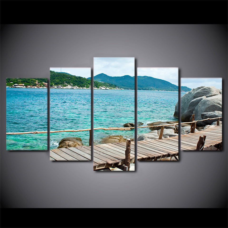 Limited Edition 5 Piece Sea Coast Beach Boardwalk Canvas