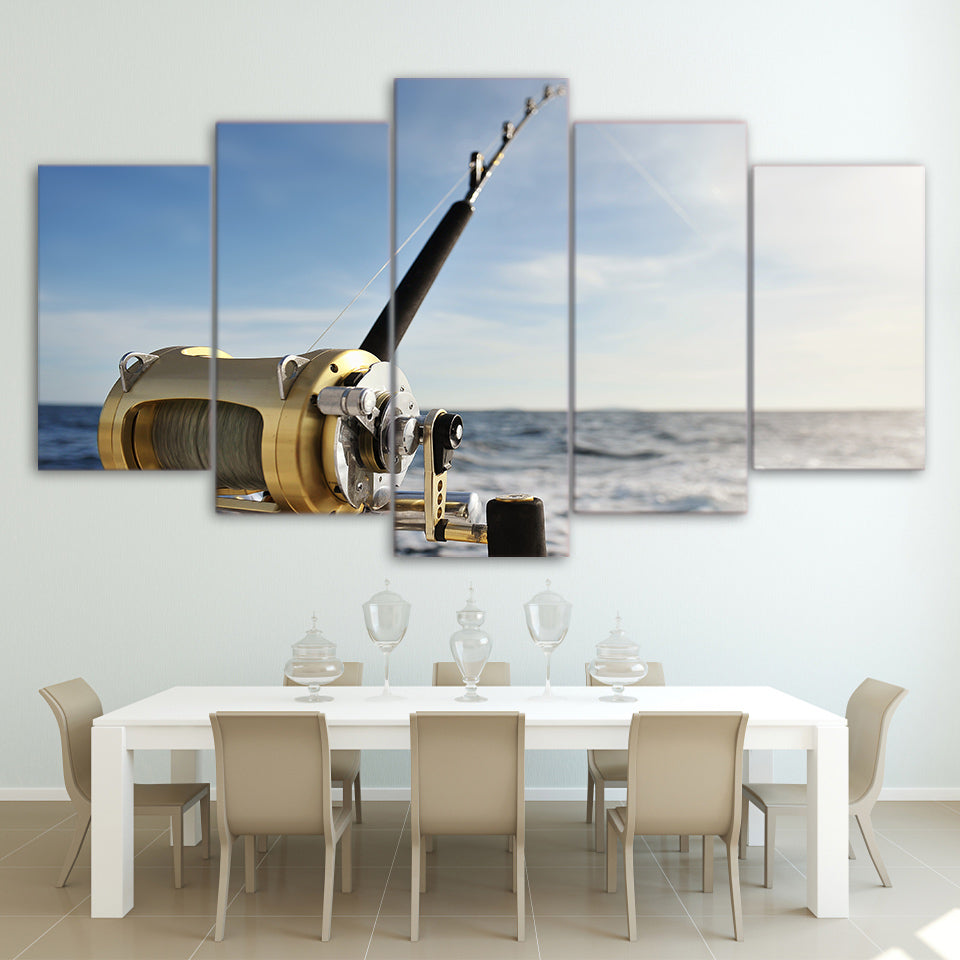 Limited Edition 5 Piece Sea Fishing Rod Canvas - The Beach Canvas