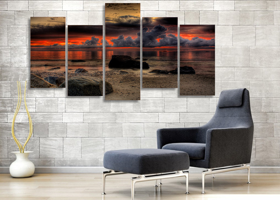 Limited Edition 5 Piece Seaside in Sunset Canvas
