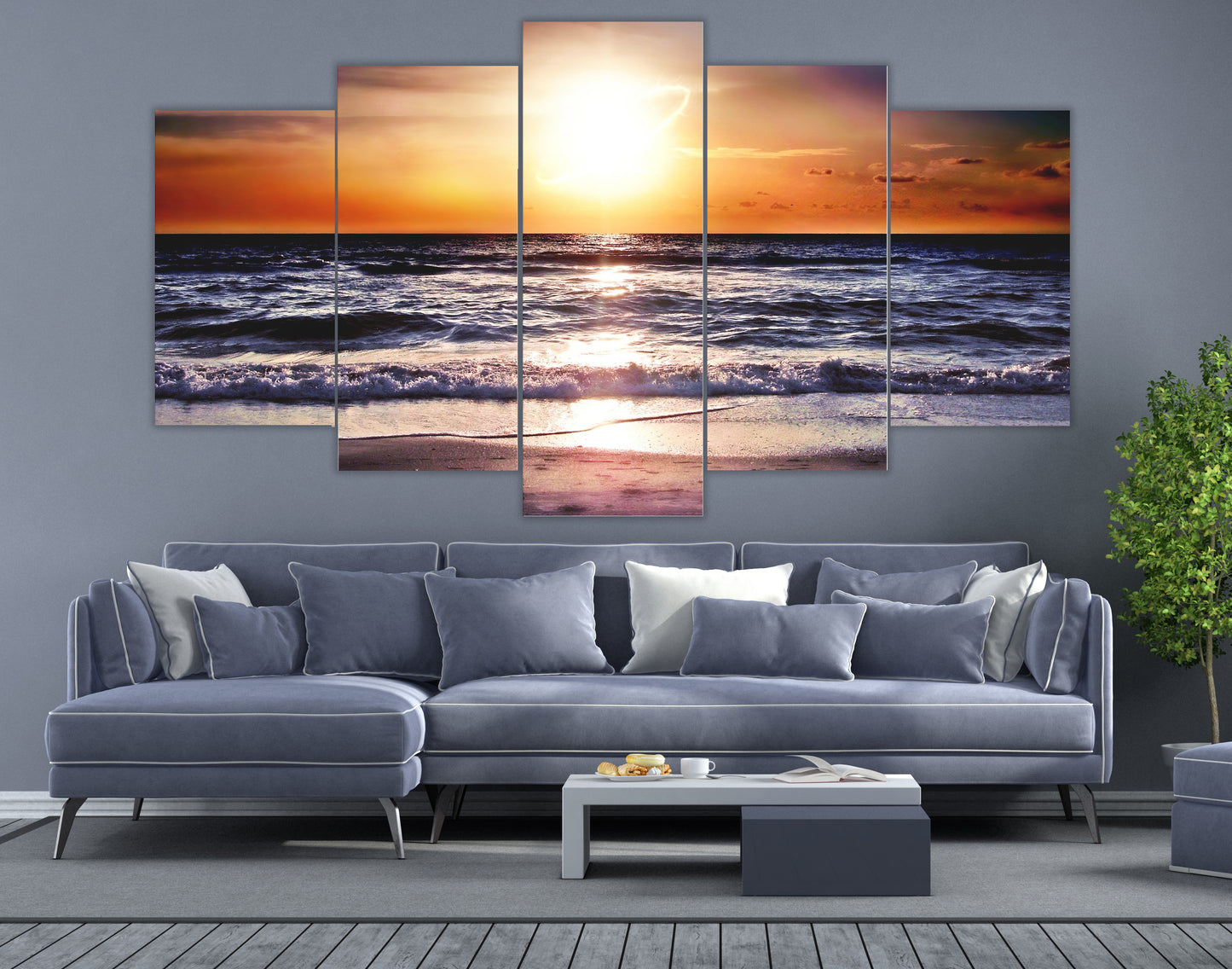 Limited Edition 5 Piece Ocean Sunset Canvas