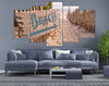 Limited Edition 5 Piece White Beach With Fence Canvas