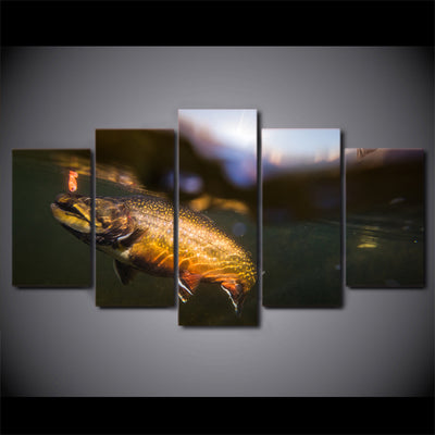 Limited Edition 5 Piece Small Fish In The Lake Canvas