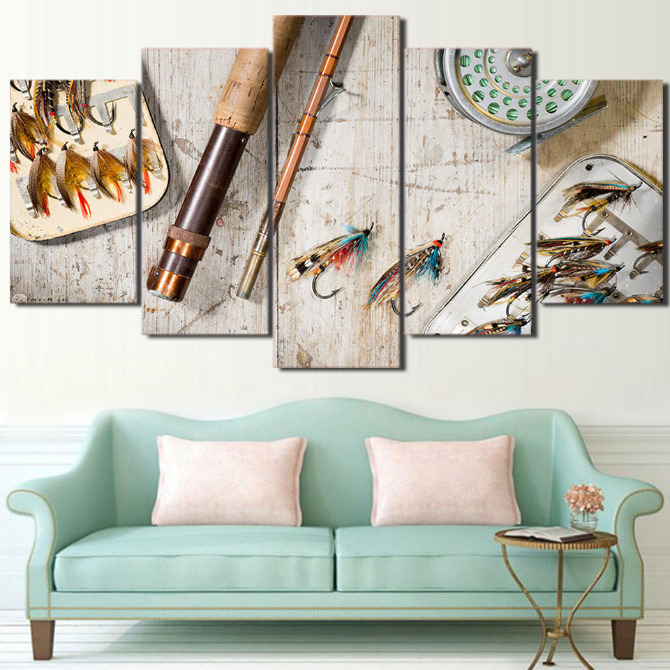 Limited Edition 5 Piece Stylish Fishing Hooks Canvas