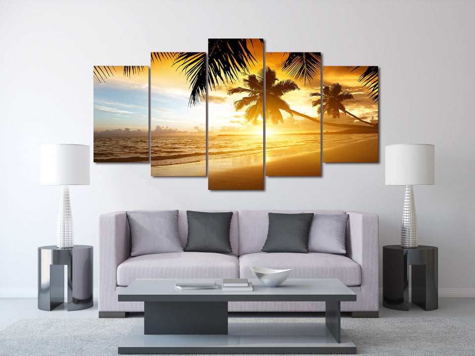 Limited Edition 5 Piece  Sunrise At The Beach Canvas