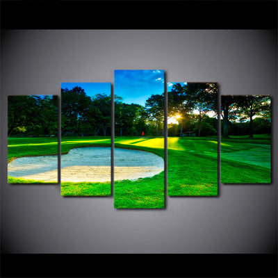 Limited Edition 5 Piece Sunrise In Spring Golf Course Canvas