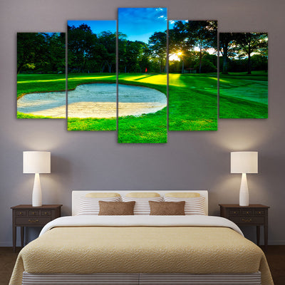 Limited Edition 5 Piece Sunrise In Spring Golf Course Canvas