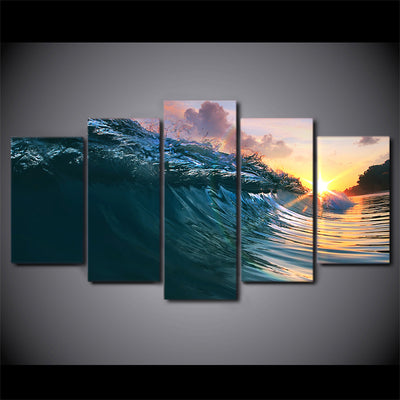 Limited Edition 5 Piece Surfing Wave Ocean Canvas