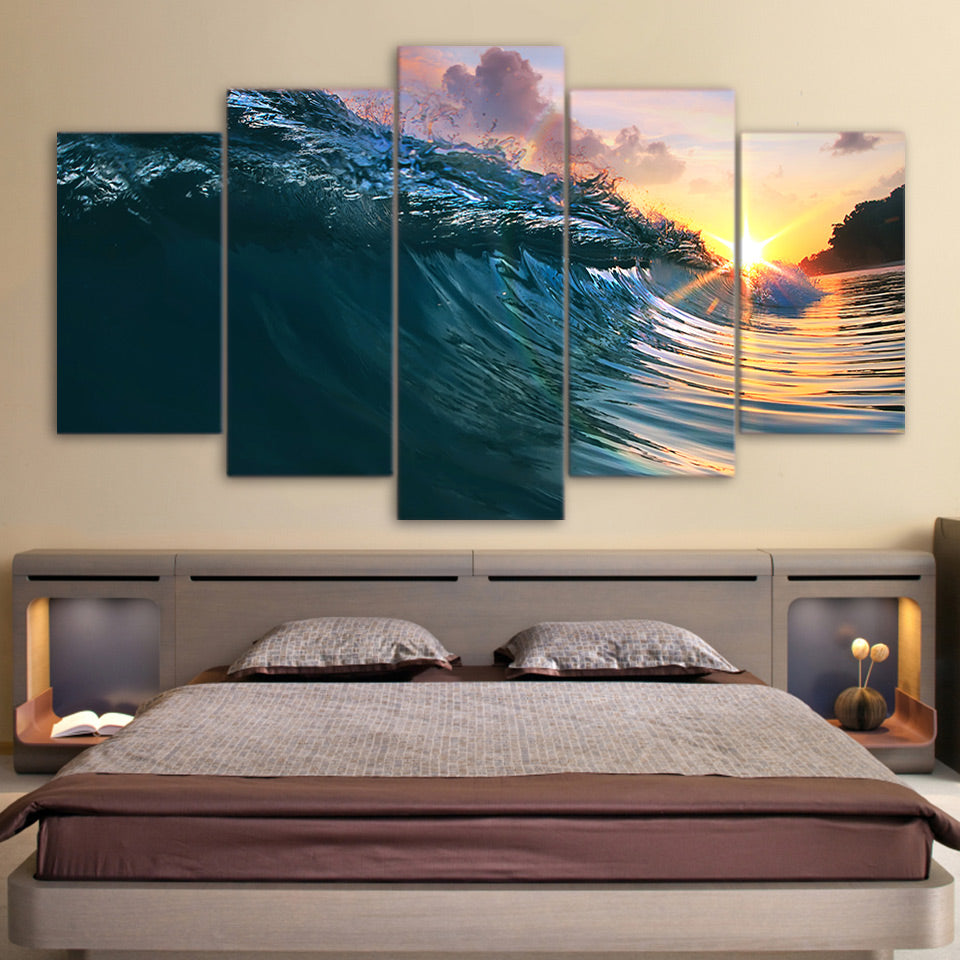 Limited Edition 5 Piece Surfing Wave Ocean Canvas