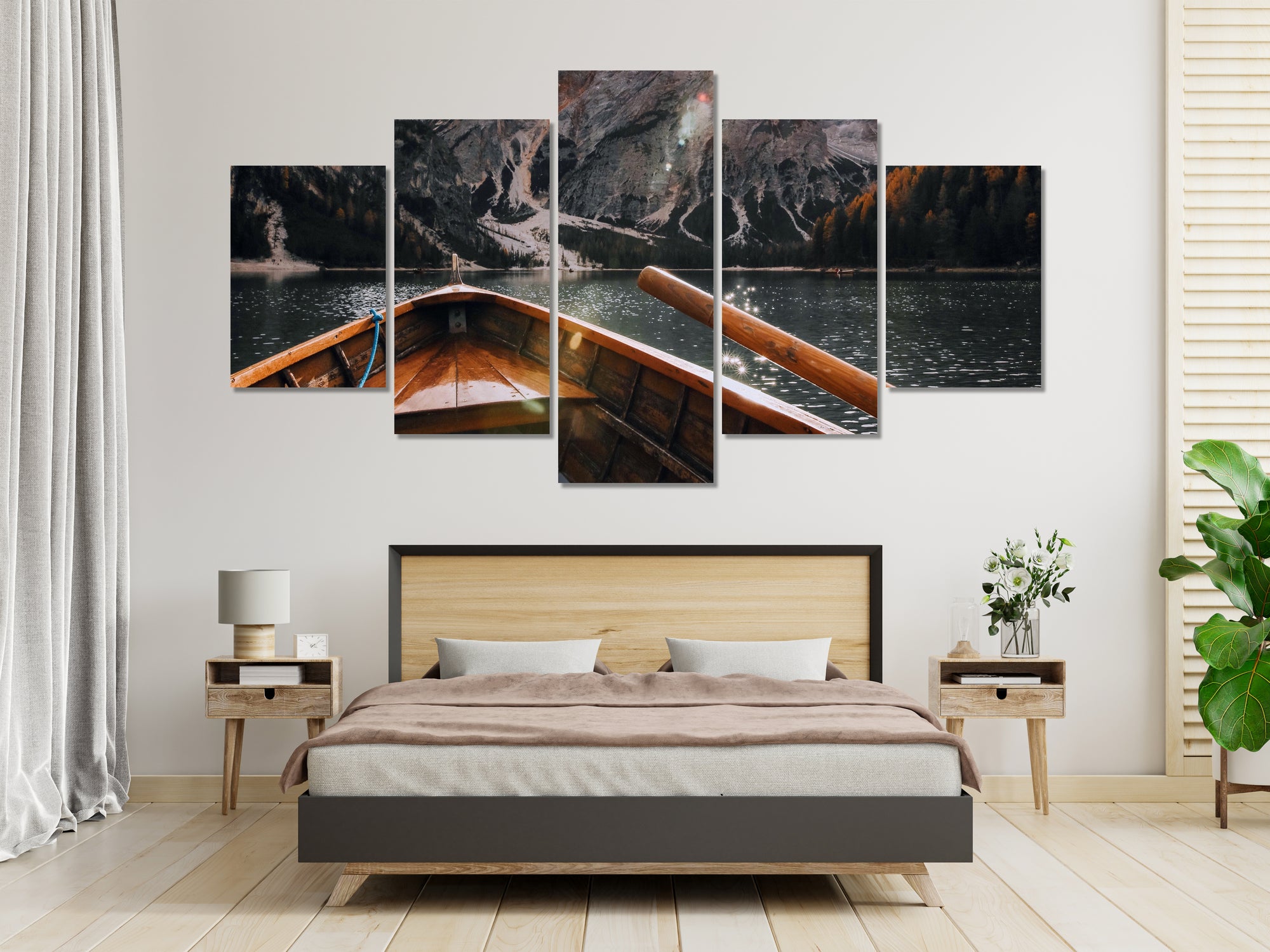 Limited Edition 5 Piece Boat Mountains Canvas
