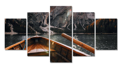 Limited Edition 5 Piece Boat Mountains Canvas