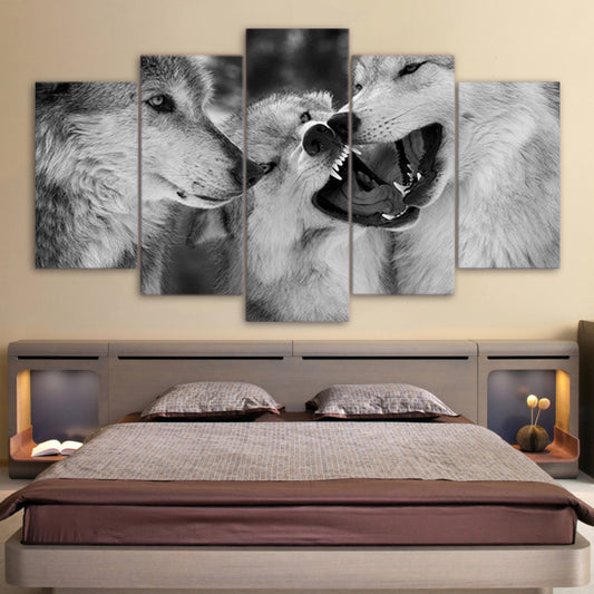 Limited Edition 5 Piece Threesome White Wolf Canvas