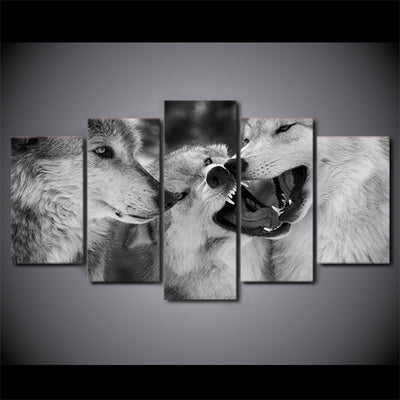 Limited Edition 5 Piece Threesome White Wolf Canvas