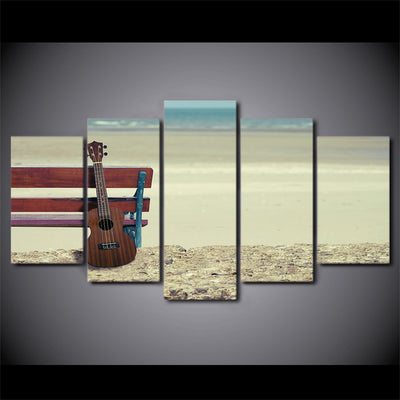Limited Edition 5 Piece Ukelele Guitar In A Seaside Canvas