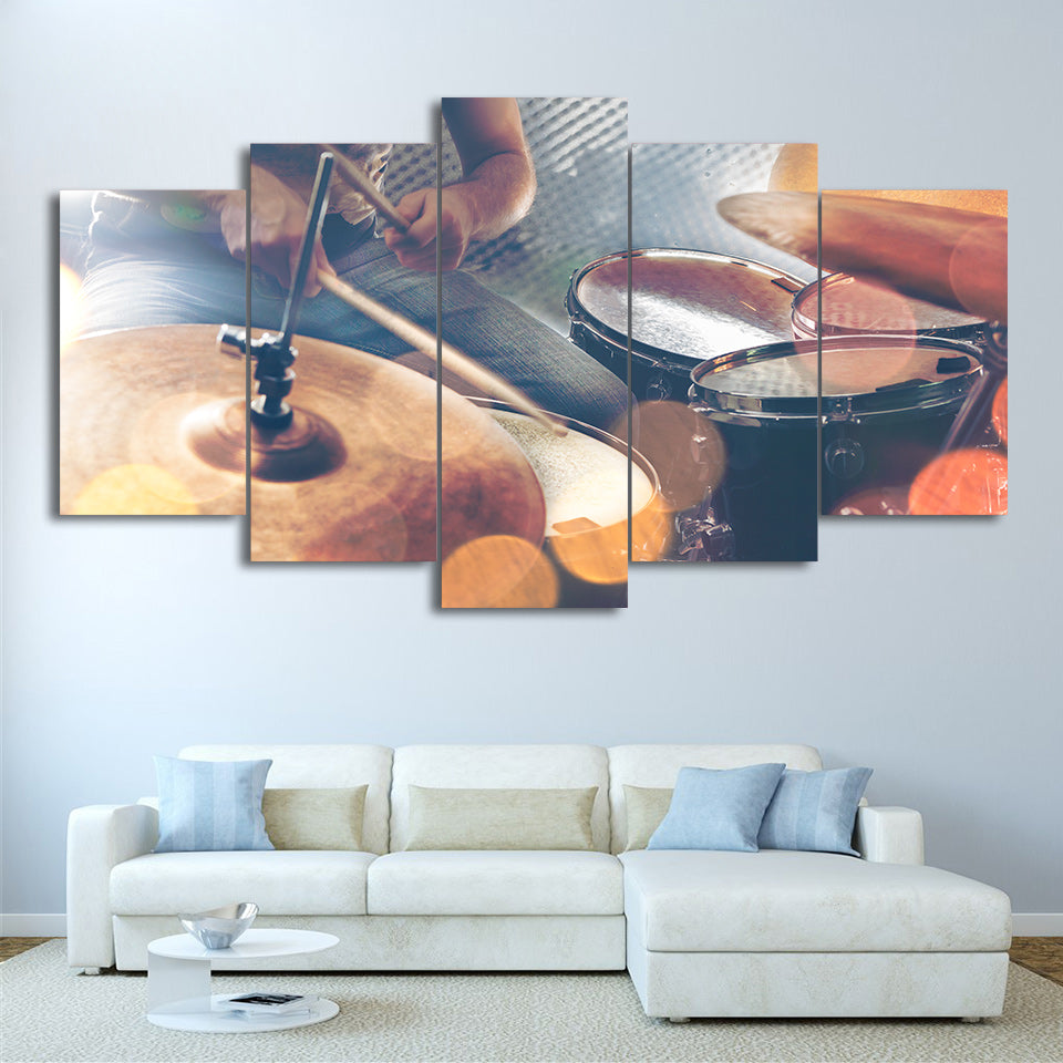 Limited Edition 5 Piece Vintage Drums and Cymbals Canvas