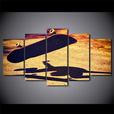 Limited Edition 5 Piece Vintage Flipped Over Skateboard Canvas