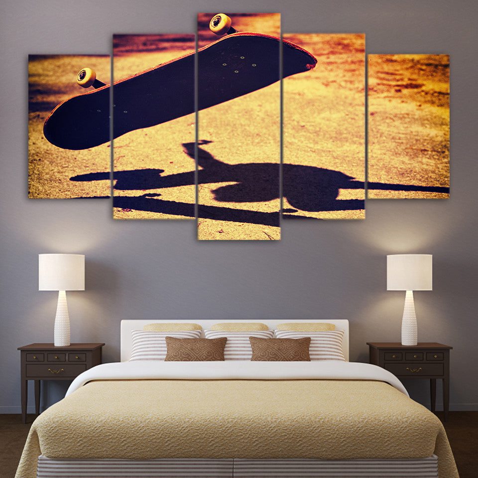 Limited Edition 5 Piece Vintage Flipped Over Skateboard Canvas