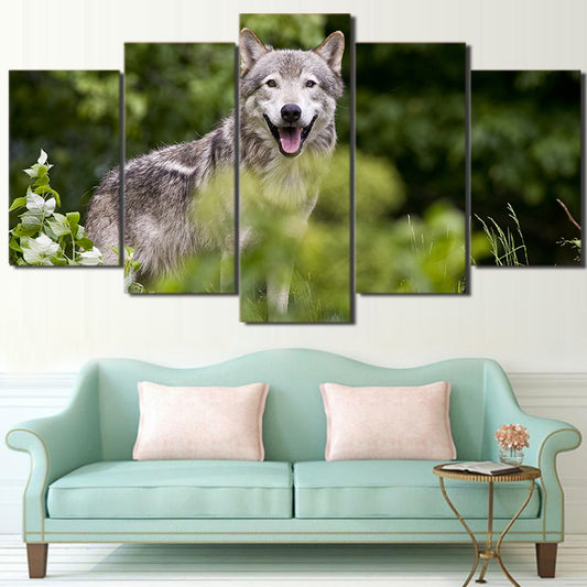 Limited Edition 5 Piece Wolf In Nature Canvas