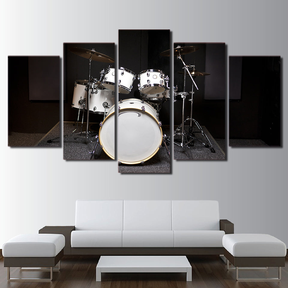 Limited Edition 5 Piece White Drum Set Canvas