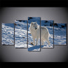 Limited Edition 5 Piece  White Wolf In Snow Canvas