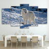 Limited Edition 5 Piece Abstract White Snow Wolf Canvas