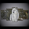 Limited Edition 5 Piece White Wolf In Winter Canvas