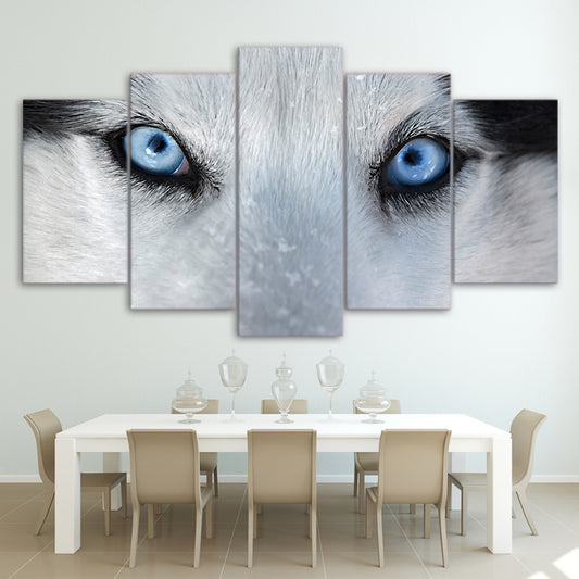 Limited Edition 5 Piece Blue Eyed Wolf Canvas