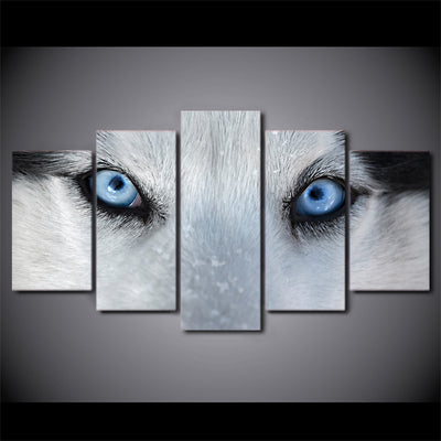 Limited Edition 5 Piece Blue Eyed Wolf Canvas