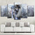 Limited Edition 5 Piece Wolf Covered By Smoke  Canvas