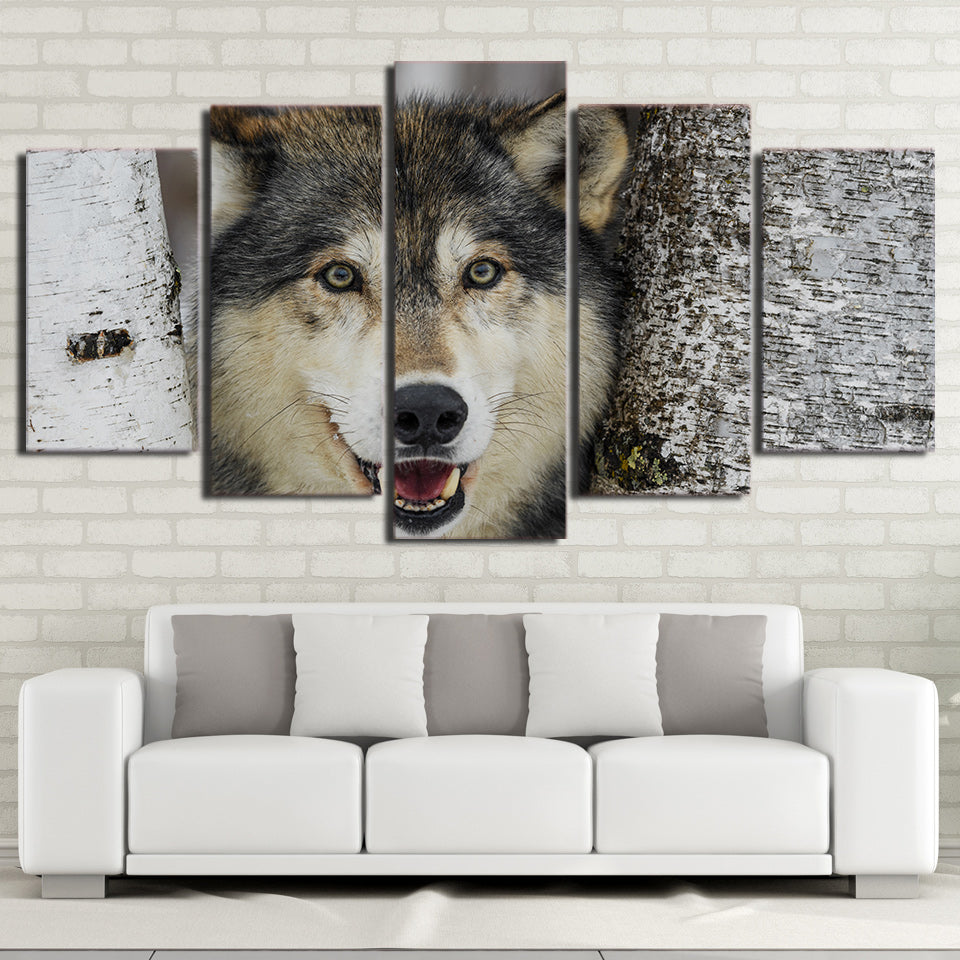 Limited Edition 5 Piece Wolf In a Tree  Canvas