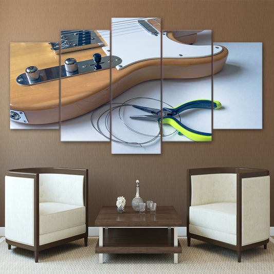 Limited Edition 5 Piece Wooden Guitar With String Canvas
