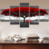 Limited Edition 5 Piece Red Tree Canvas