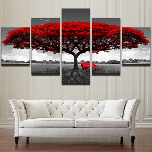 Limited Edition 5 Piece Red Tree Canvas