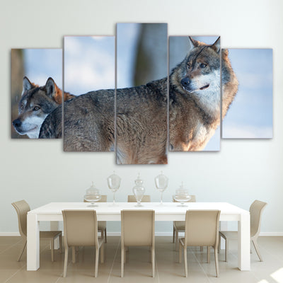 Limited Edition 5 Piece Smart Looking Brown Wolf Canvas