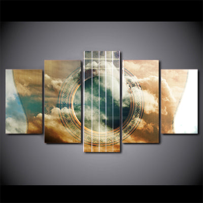 Limited Edition 5 Piece Amazing Guitar Covered With Clouds Canvas