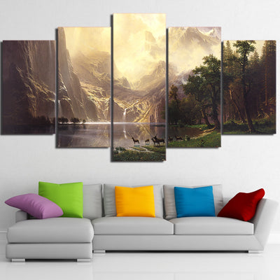 Limited Edition 5 Piece Deer in the Lakeside Canvas