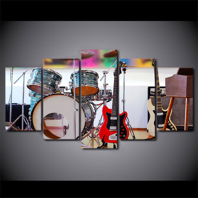 Limited Edition 5 Piece Drum Set And Musical Instruments Canvas