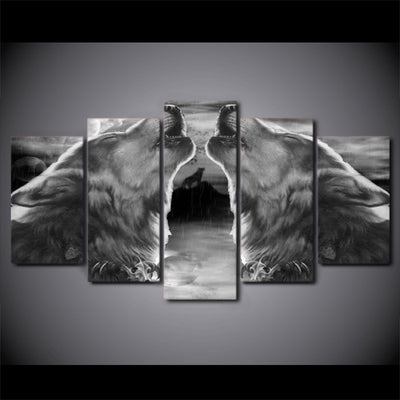 Limited Edition 5 Piece Howling Wolf Canvas