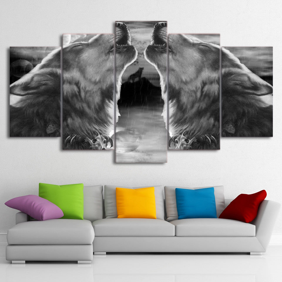 Limited Edition 5 Piece Howling Wolf Canvas